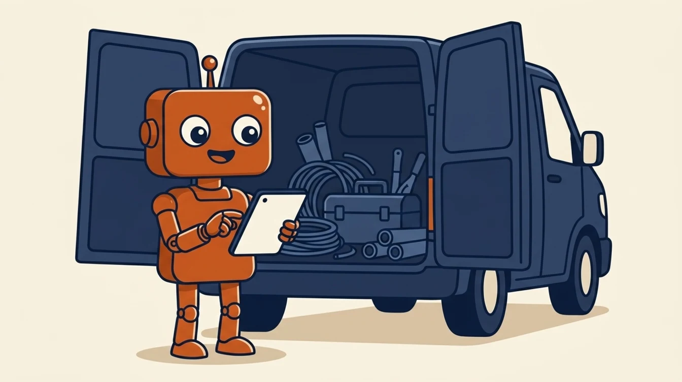 Robot at the open back of a tradie