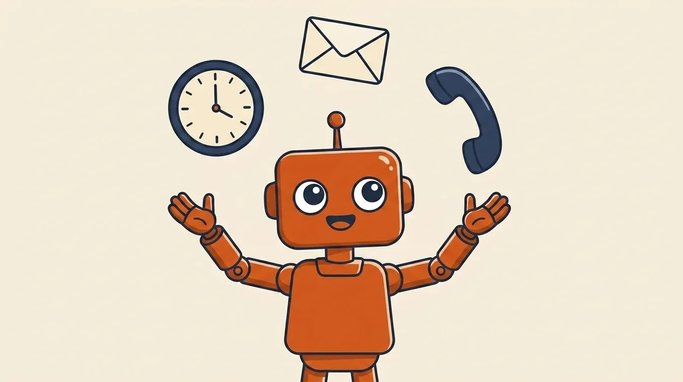 Hand-drawn workflow map showing an AI agent moving tasks between business tools